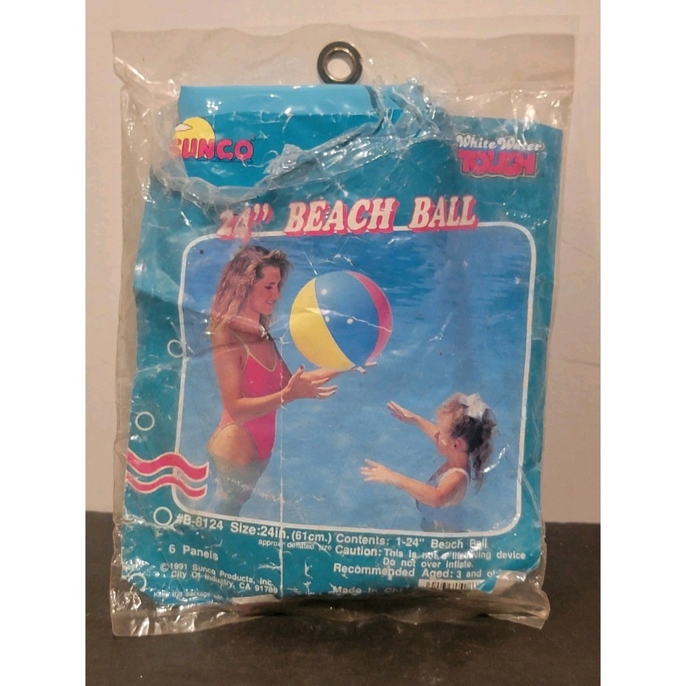 Vintage 1991 Sunco 24" Inflatable Vinyl Beach Ball  Pool Toy New‎ Old Stock